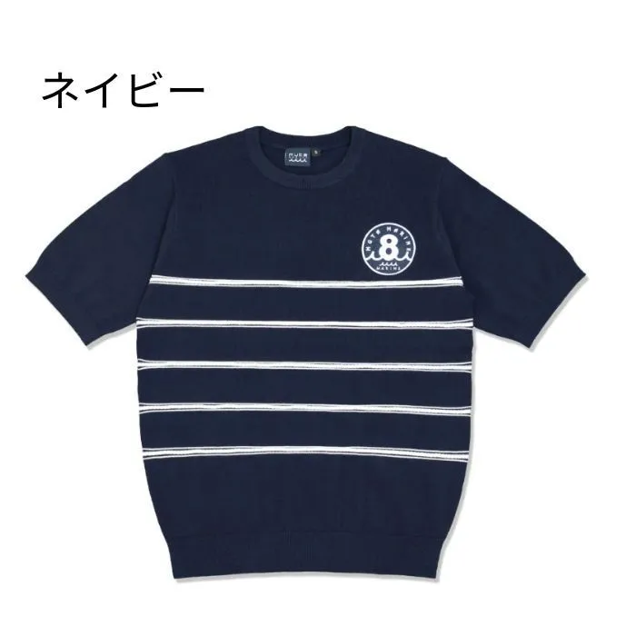 muta  |Crew Neck Stripes Unisex Cotton Short Sleeves Logo Sweaters