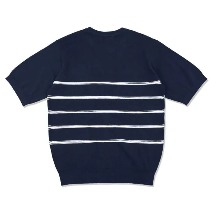 muta  |Crew Neck Stripes Unisex Cotton Short Sleeves Logo Sweaters