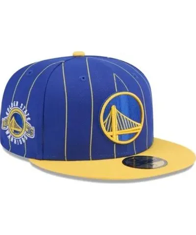 New Era Men's NBA Royal/Gold Golden State Warriors Pinstripe Two-Tone 59FIFTY Fitted Hat