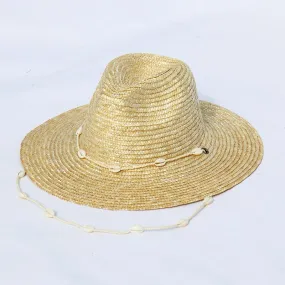 New Seashells Beaded Beach Hats With Chain For Women Fashion Straw Woven Fedora Sun Hats Summer Holidaty Panama Hat