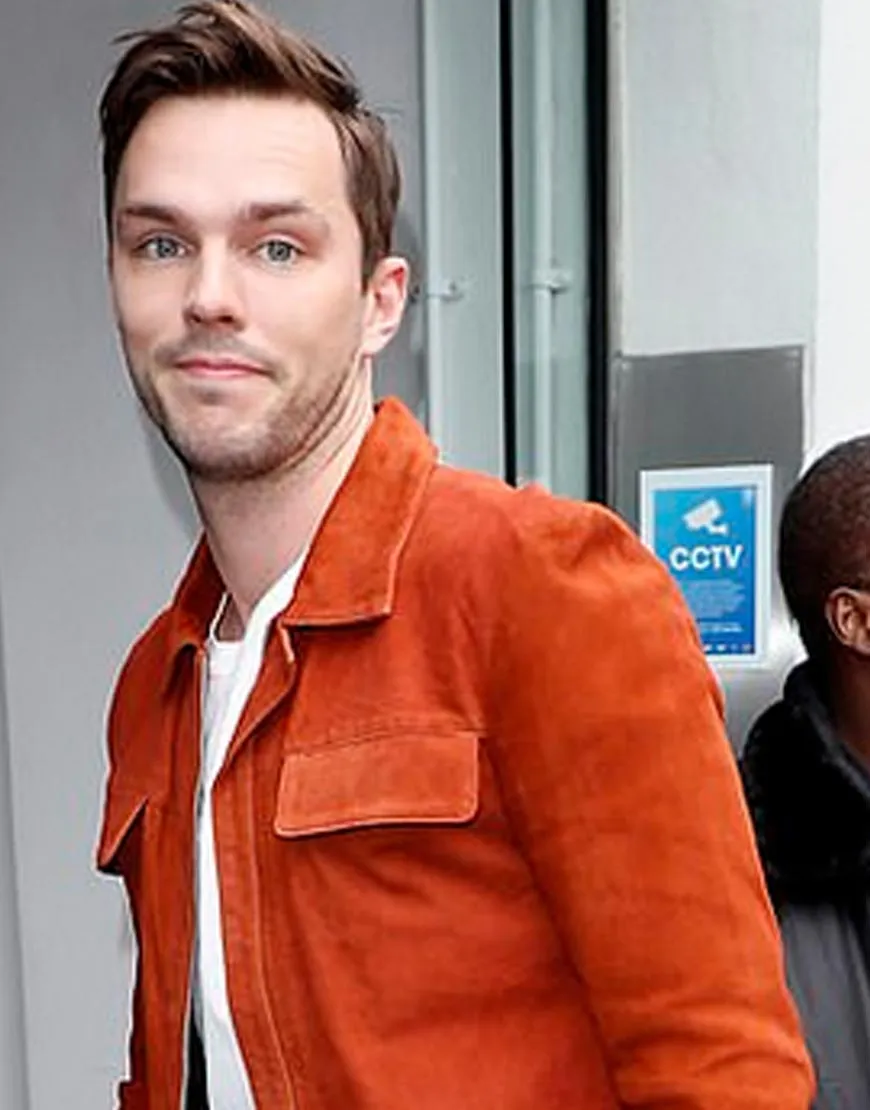 Nicholas Hoult Radio Studios Orange Jacket - Tolkien Suede Jacket