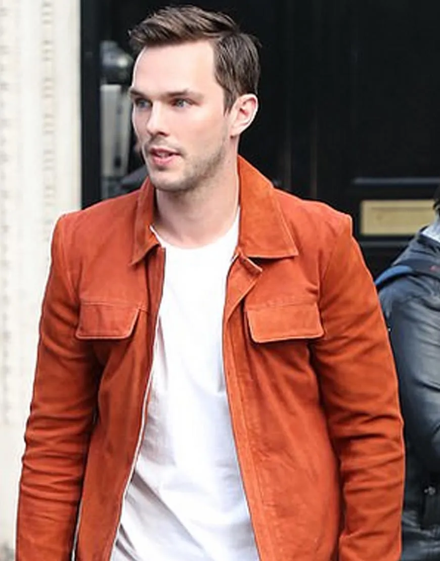 Nicholas Hoult Radio Studios Orange Jacket - Tolkien Suede Jacket