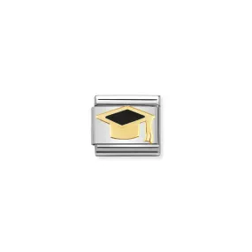 Nomination Composable Classic Link Back To School Black Graduate Hat in 18k gold