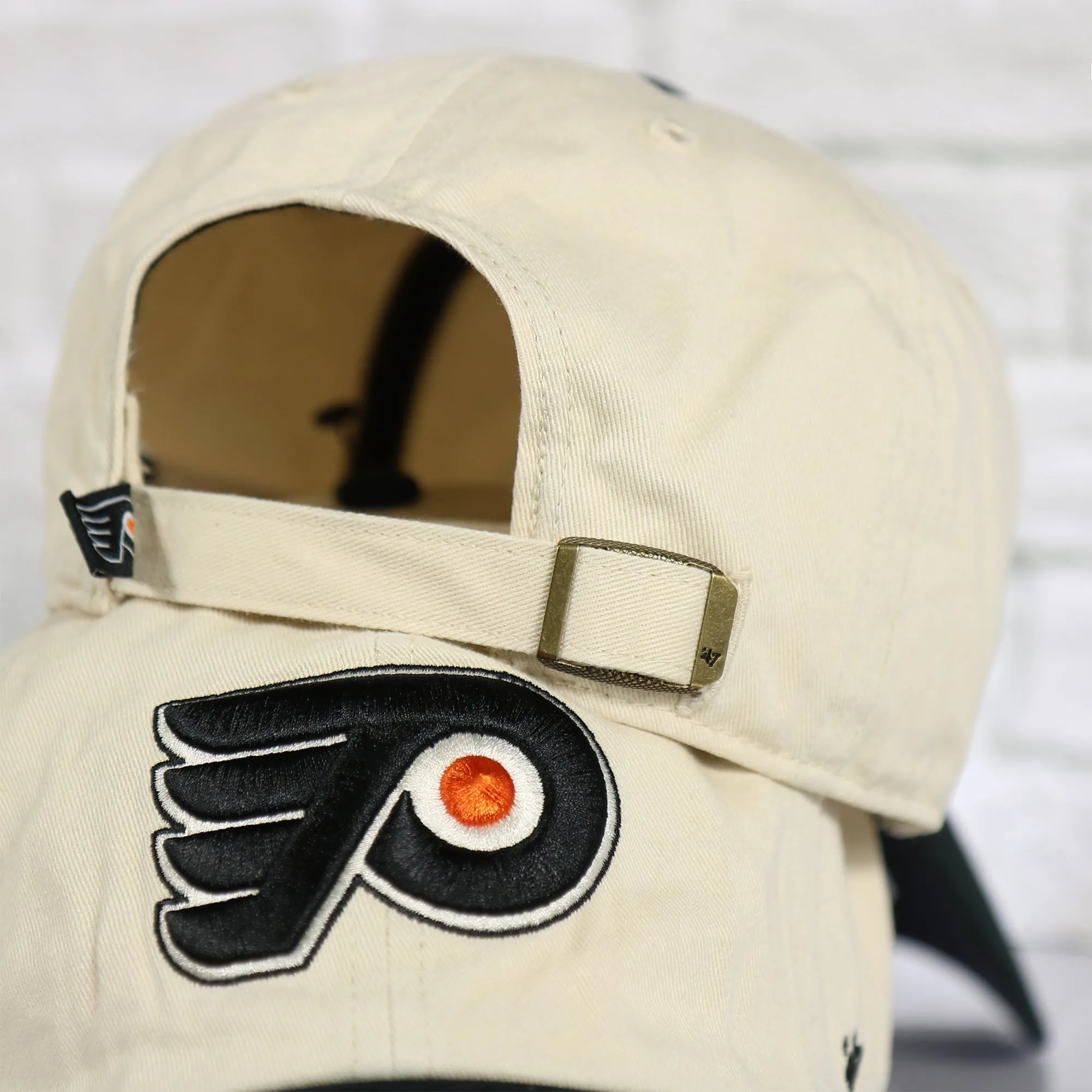 Philadelphia Flyers Natural Unstructured Crown Black Curved Brim Adjustable Dad Hat