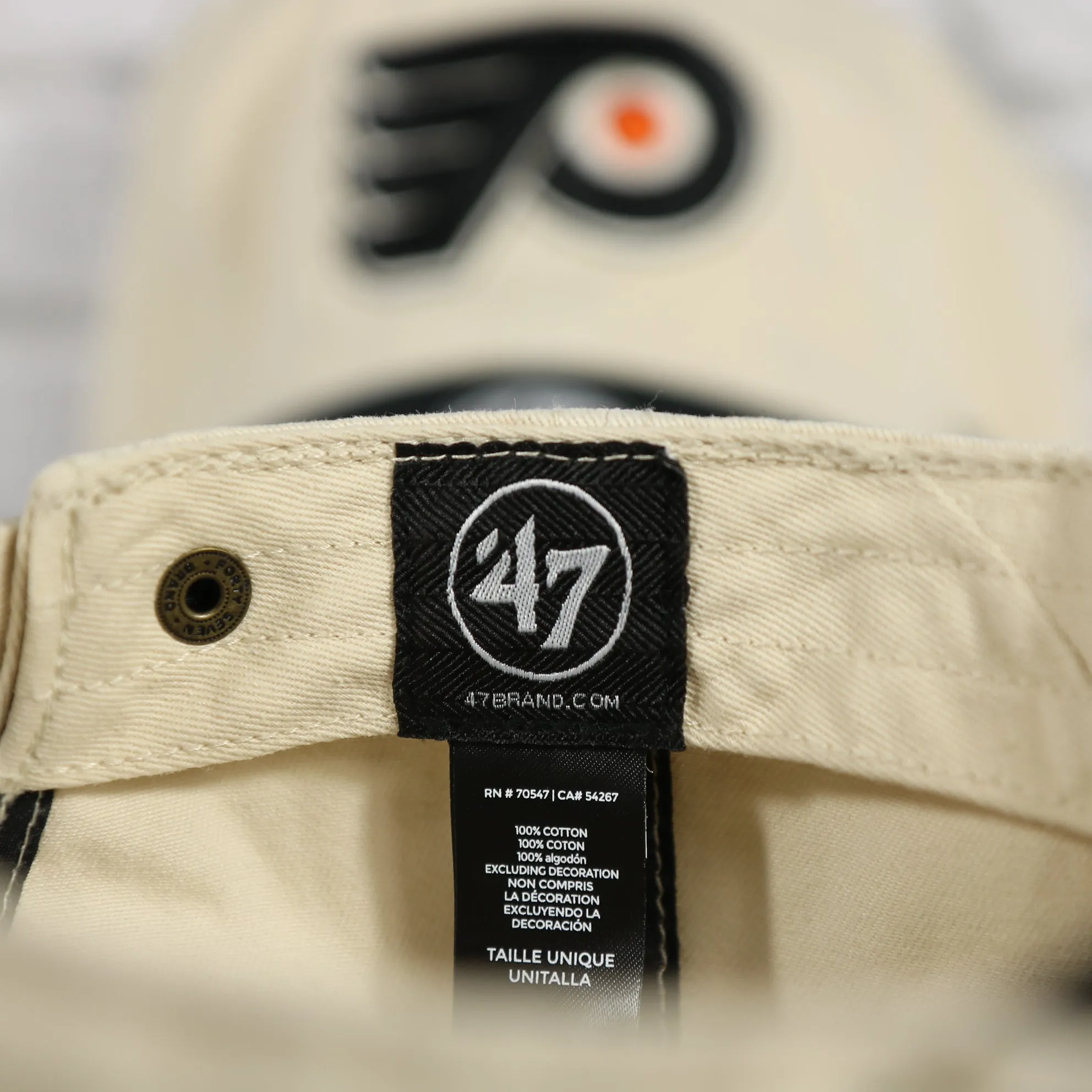 Philadelphia Flyers Natural Unstructured Crown Black Curved Brim Adjustable Dad Hat