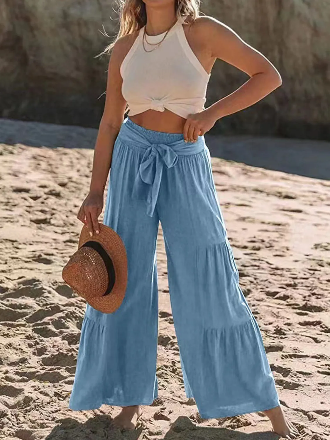 Playa Tied  Wide Leg Pants