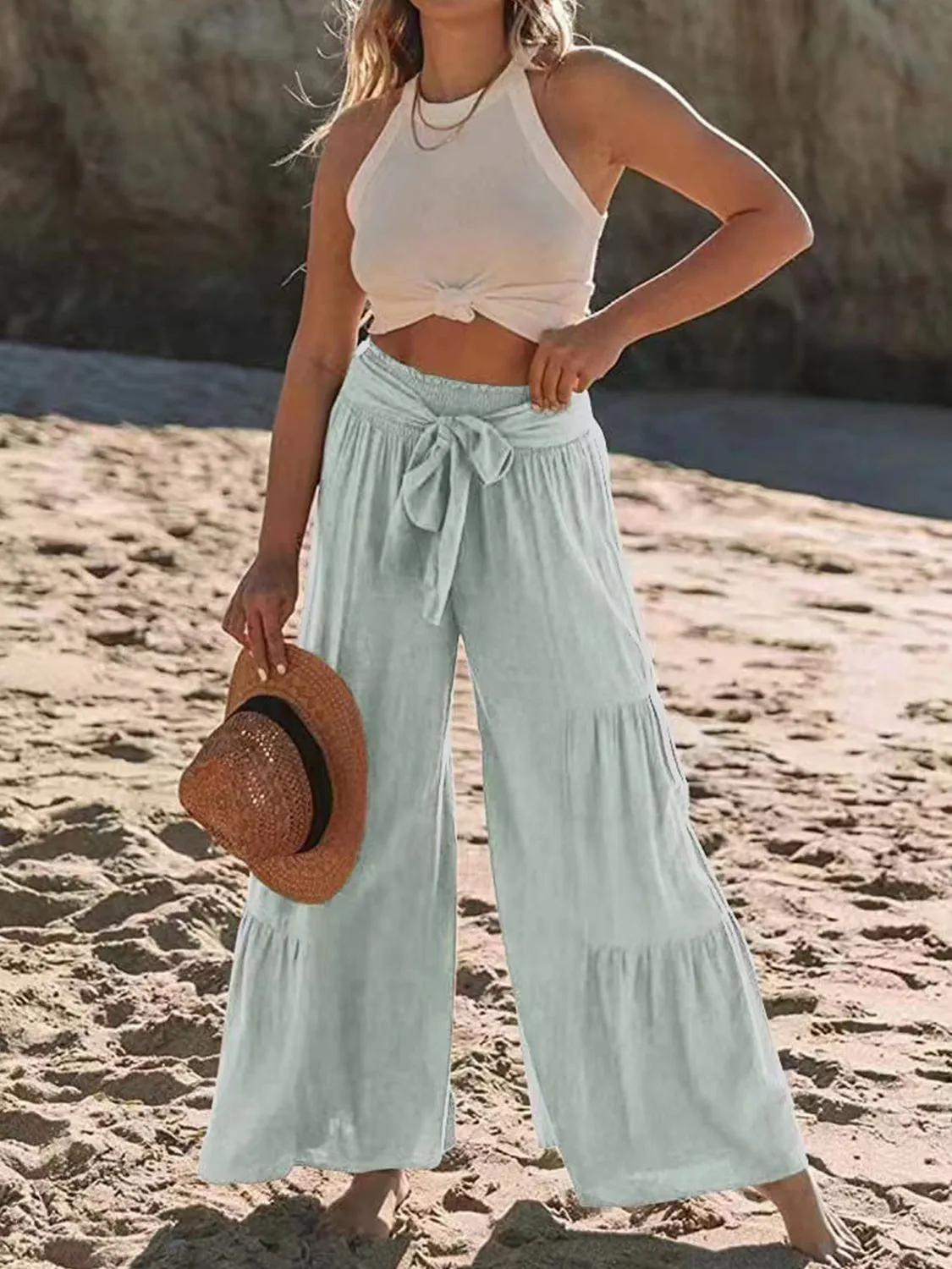 Playa Tied  Wide Leg Pants