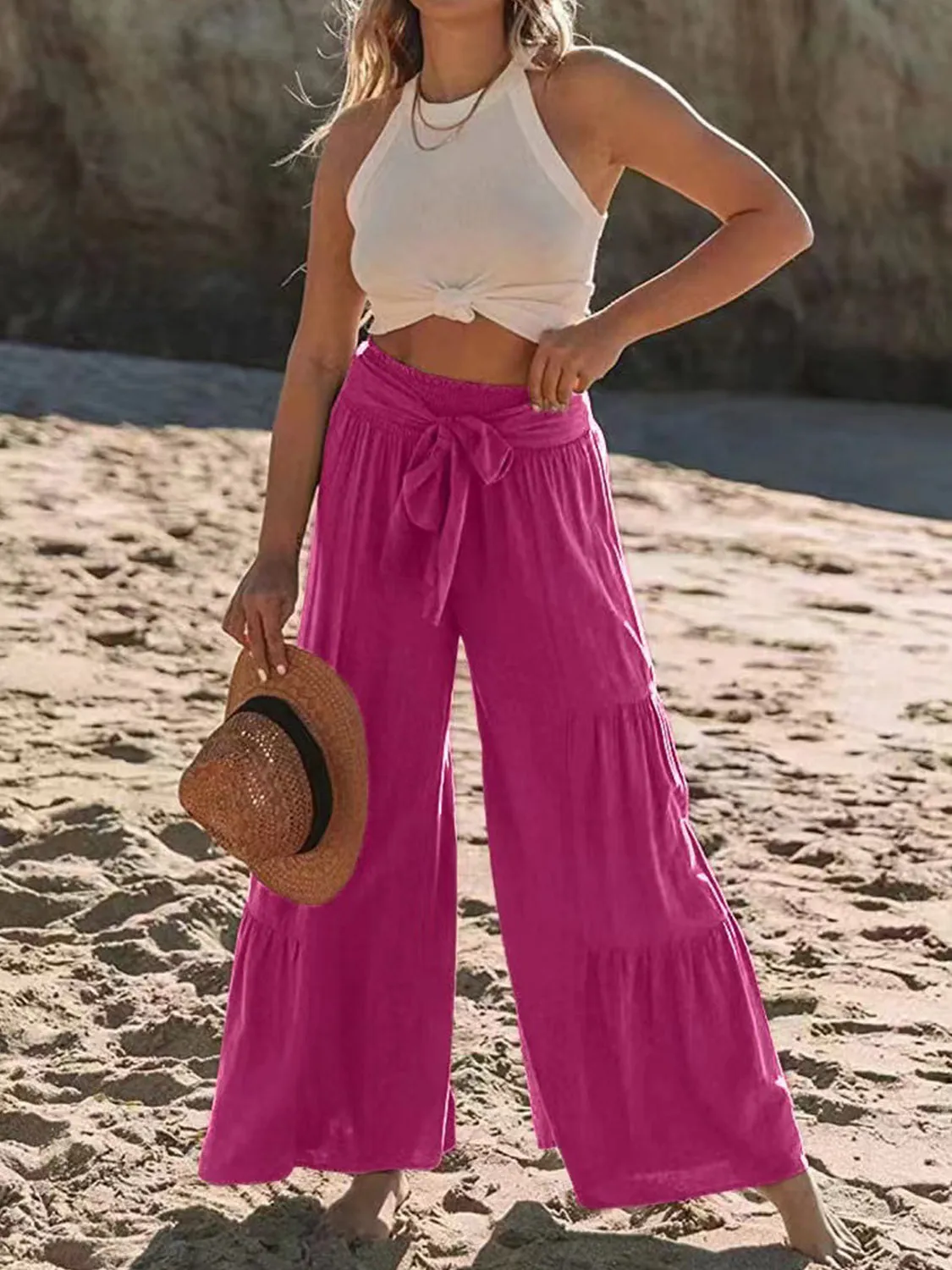 Playa Tied  Wide Leg Pants