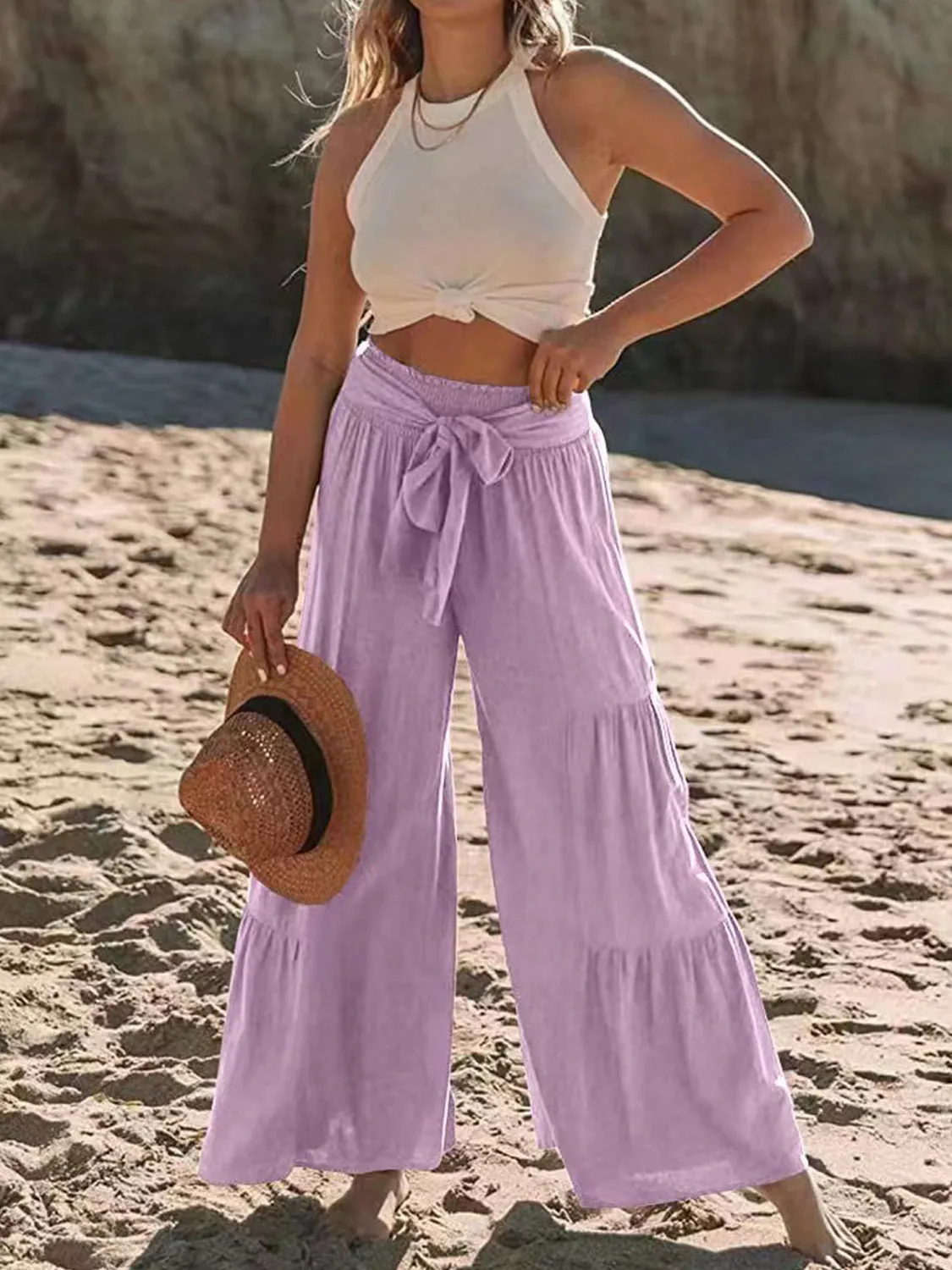 Playa Tied  Wide Leg Pants