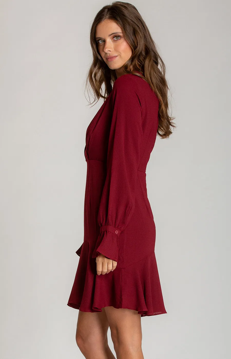 Pleated Detail Long Sleeve Dress (SDR538A) 