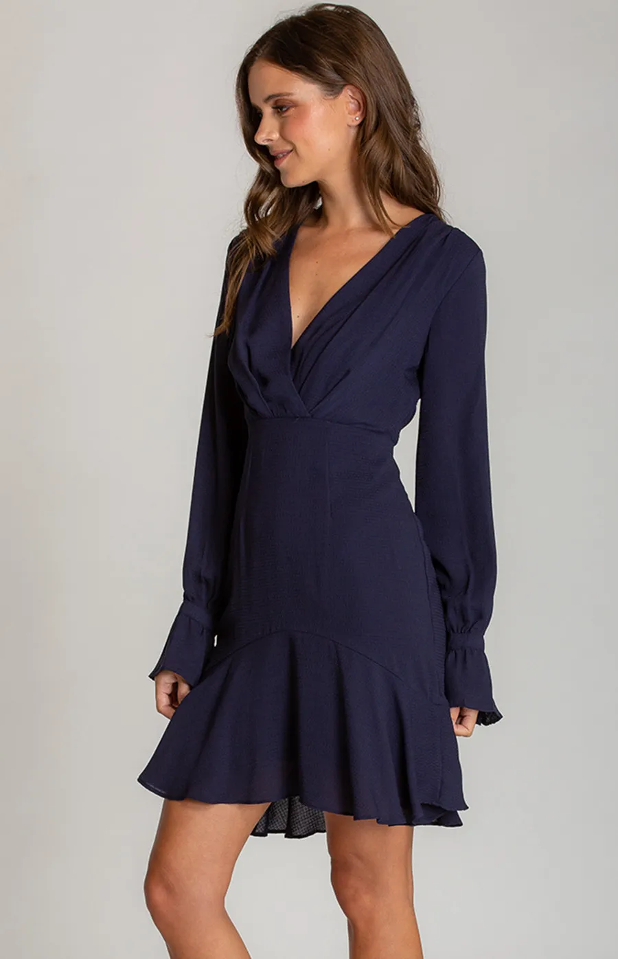 Pleated Detail Long Sleeve Dress (SDR538A) 