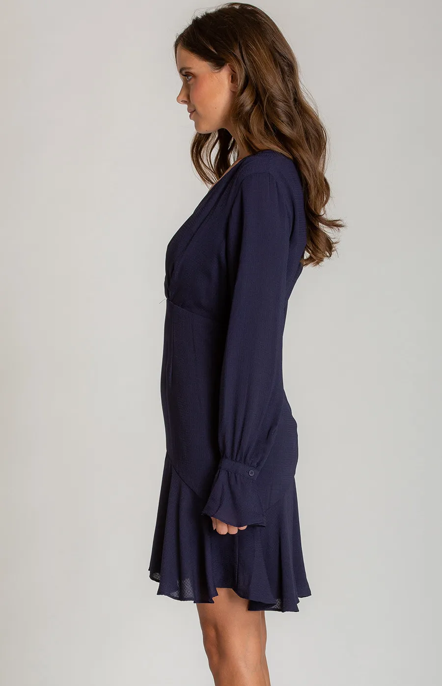 Pleated Detail Long Sleeve Dress (SDR538A) 