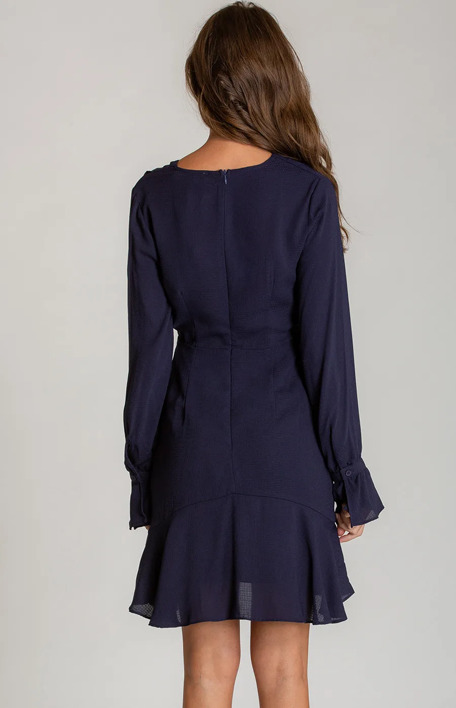 Pleated Detail Long Sleeve Dress (SDR538A) 