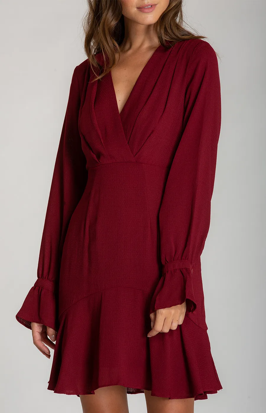 Pleated Detail Long Sleeve Dress (SDR538A) 