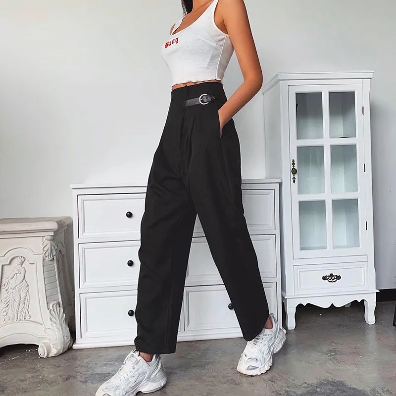 SARA HIGH WAIST BELTED PANTS