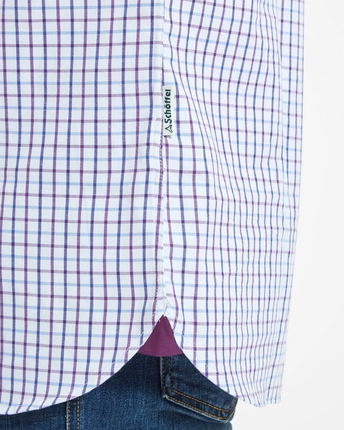 Schoffel Mens Milton Shirt - Purple Check Tailored Fit - Gillanders.ie Town & Country Clothing