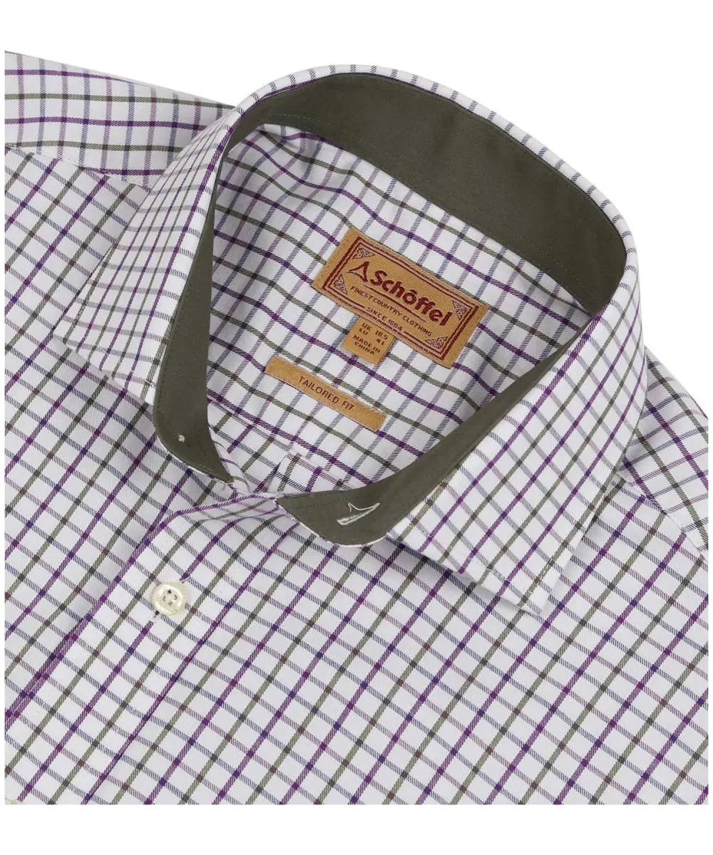 Schoffel Mens Milton Shirt - Purple Check Tailored Fit - Gillanders.ie Town & Country Clothing