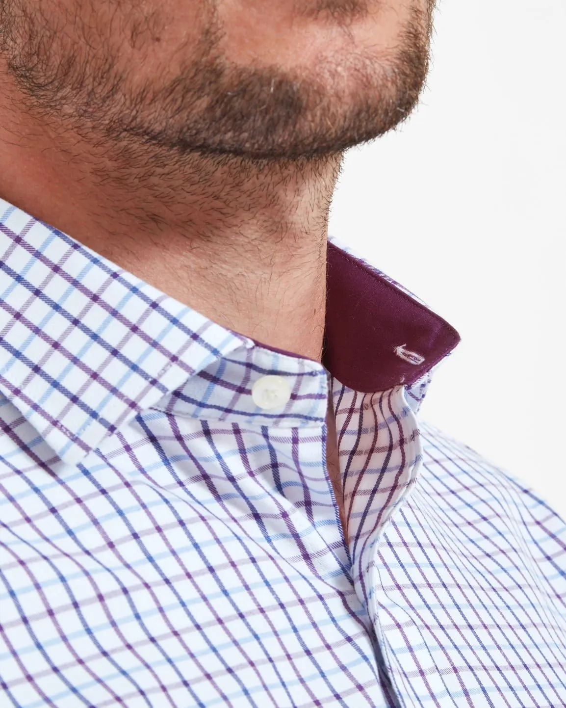 Schoffel Mens Milton Shirt - Purple Check Tailored Fit - Gillanders.ie Town & Country Clothing