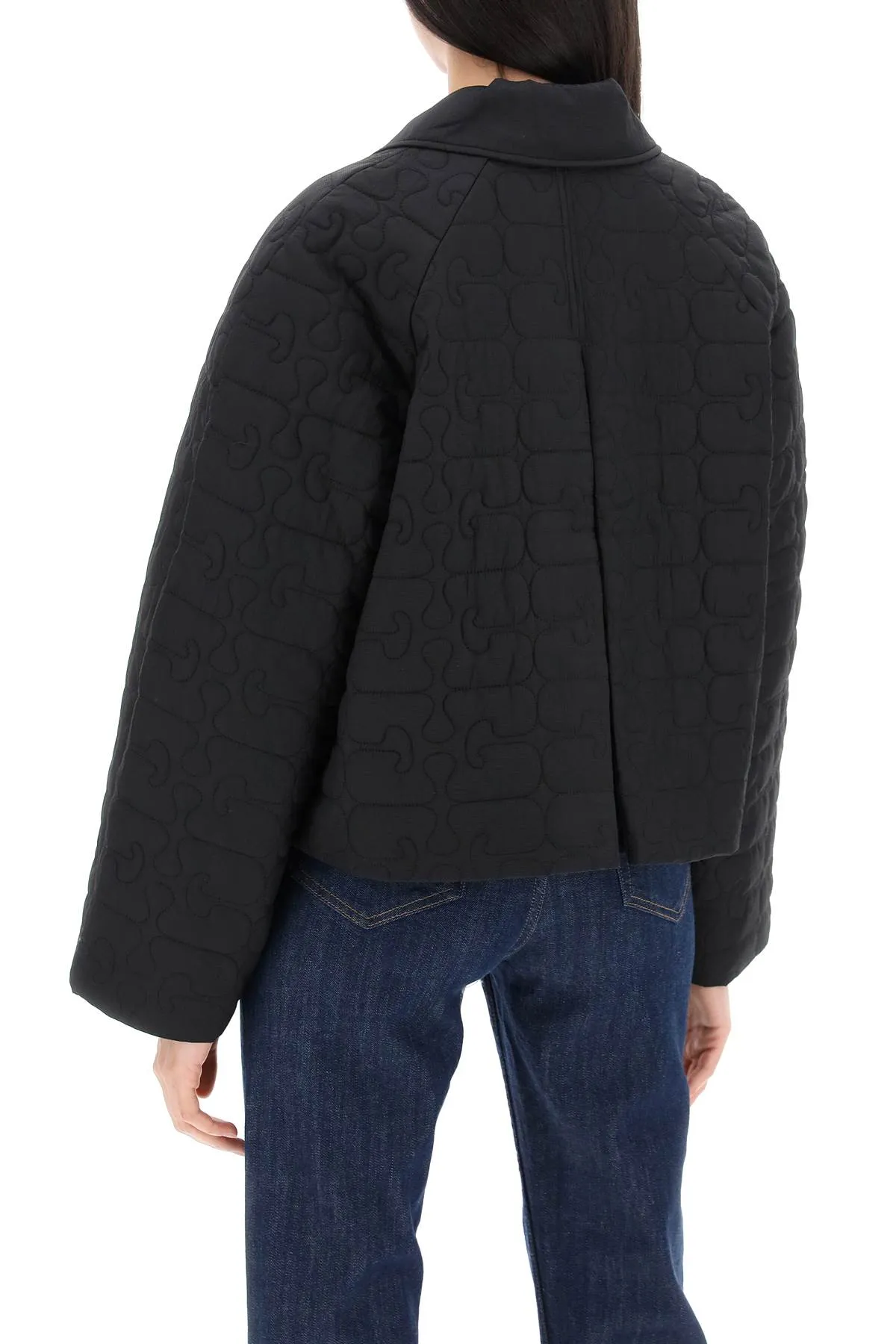 short quilted jacket F8935 BLACK