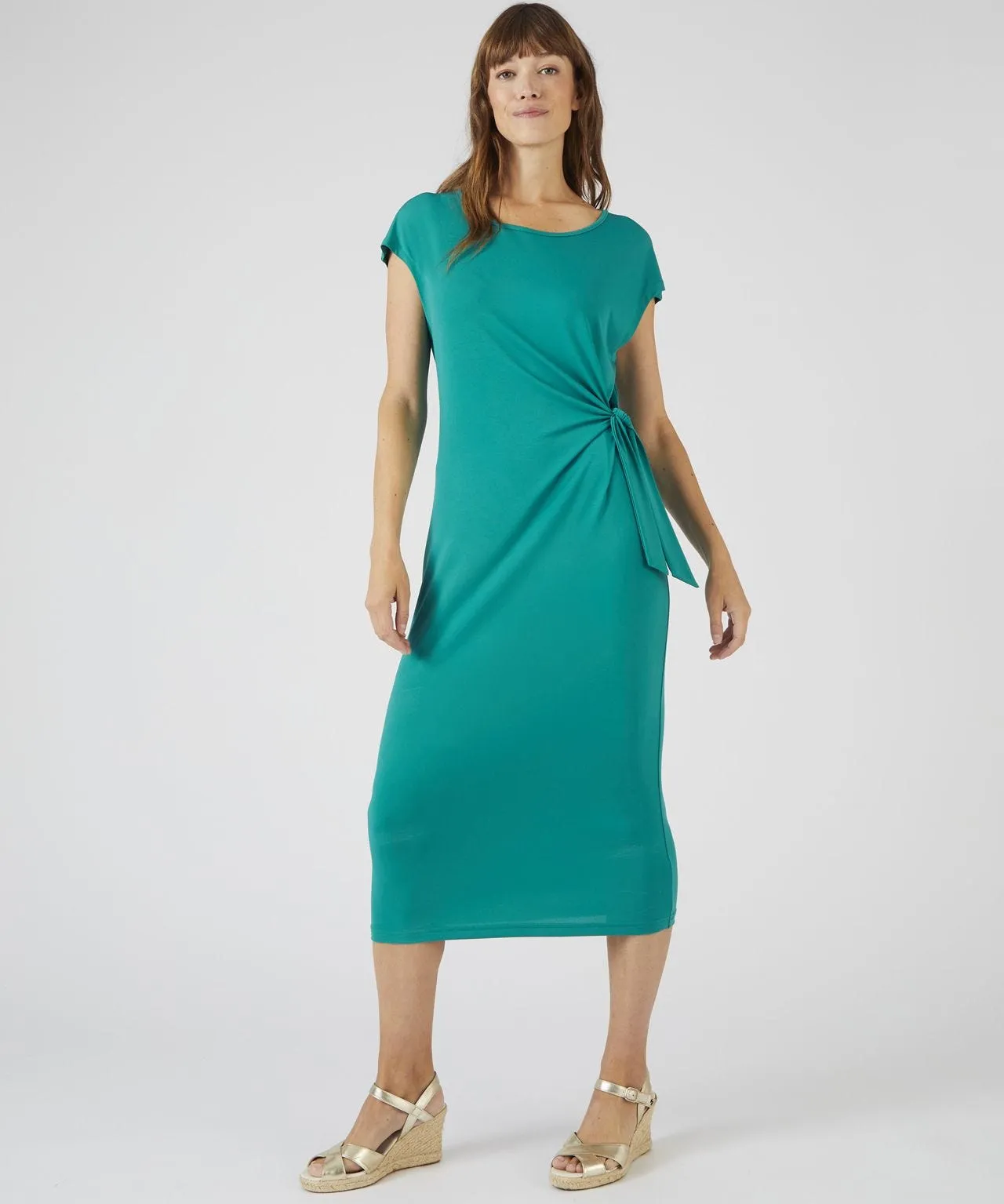 Side Knot Tie Detail Jersey Dress