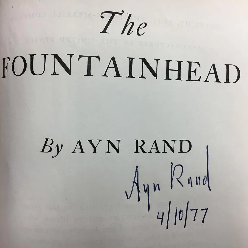 Signed Early Edition/Printing - The Fountainhead by Ayn Rand - 1943, Bobbs-Merrill