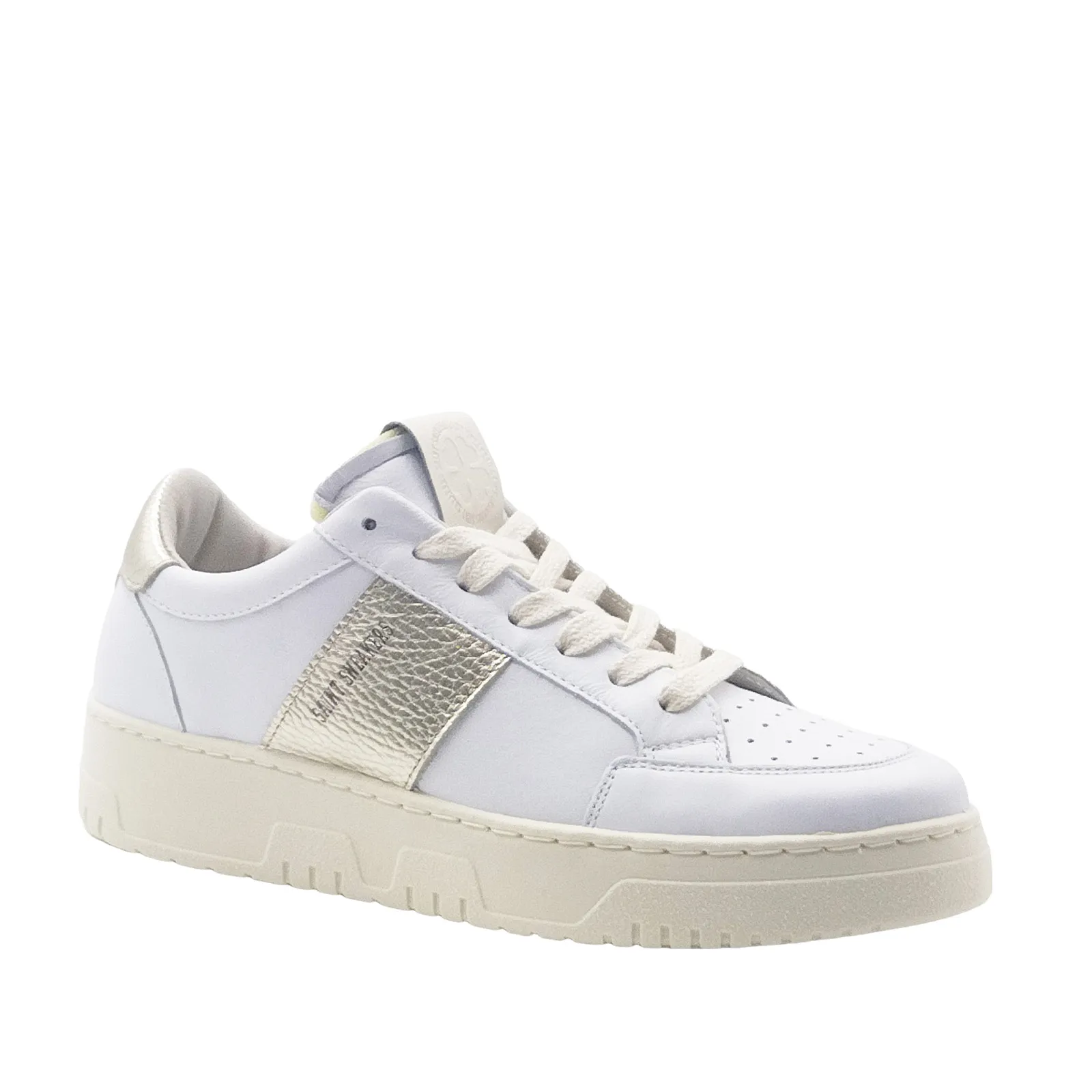 Sneakers in pelle bianca e oro