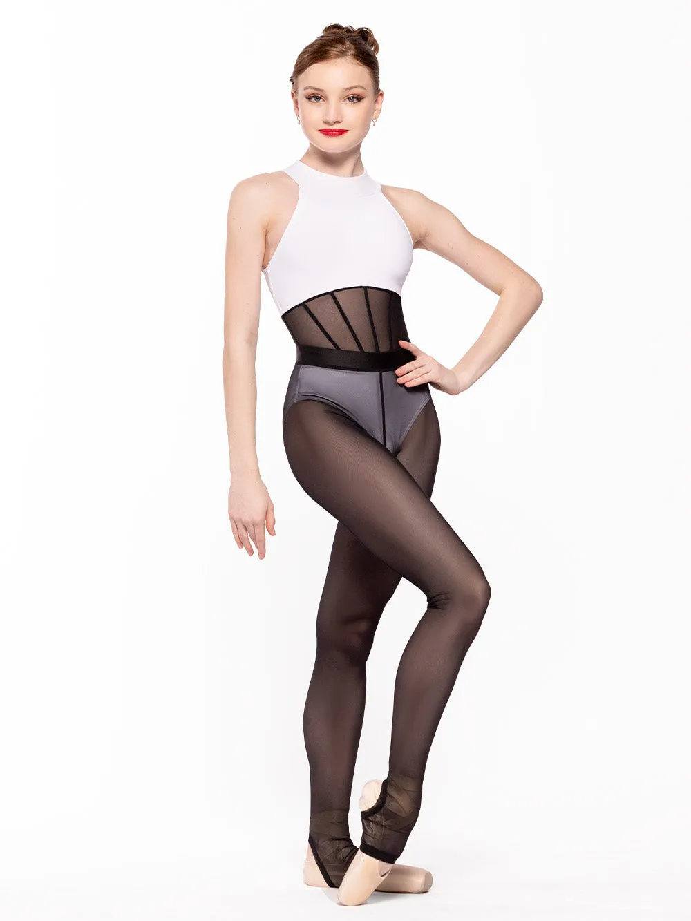 Stirrup Back Seam Tights Black Mesh Kids RTW