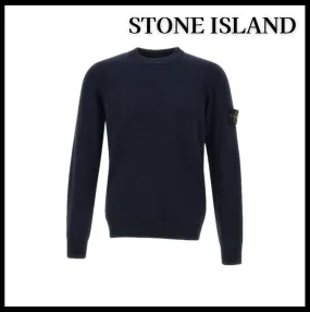 STONE ISLAND  |Unisex Wool Plain Logo Sweaters