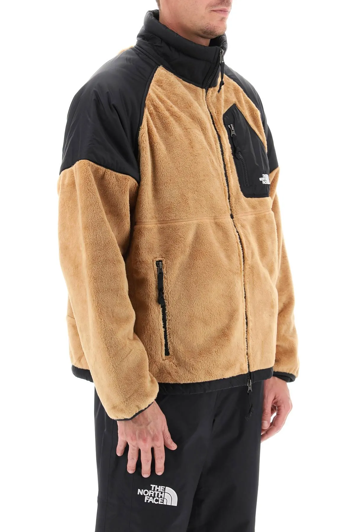 The north face fleece jacket with nylon inserts NF0A84F6 ALMOND BUTTERTNF BLACK