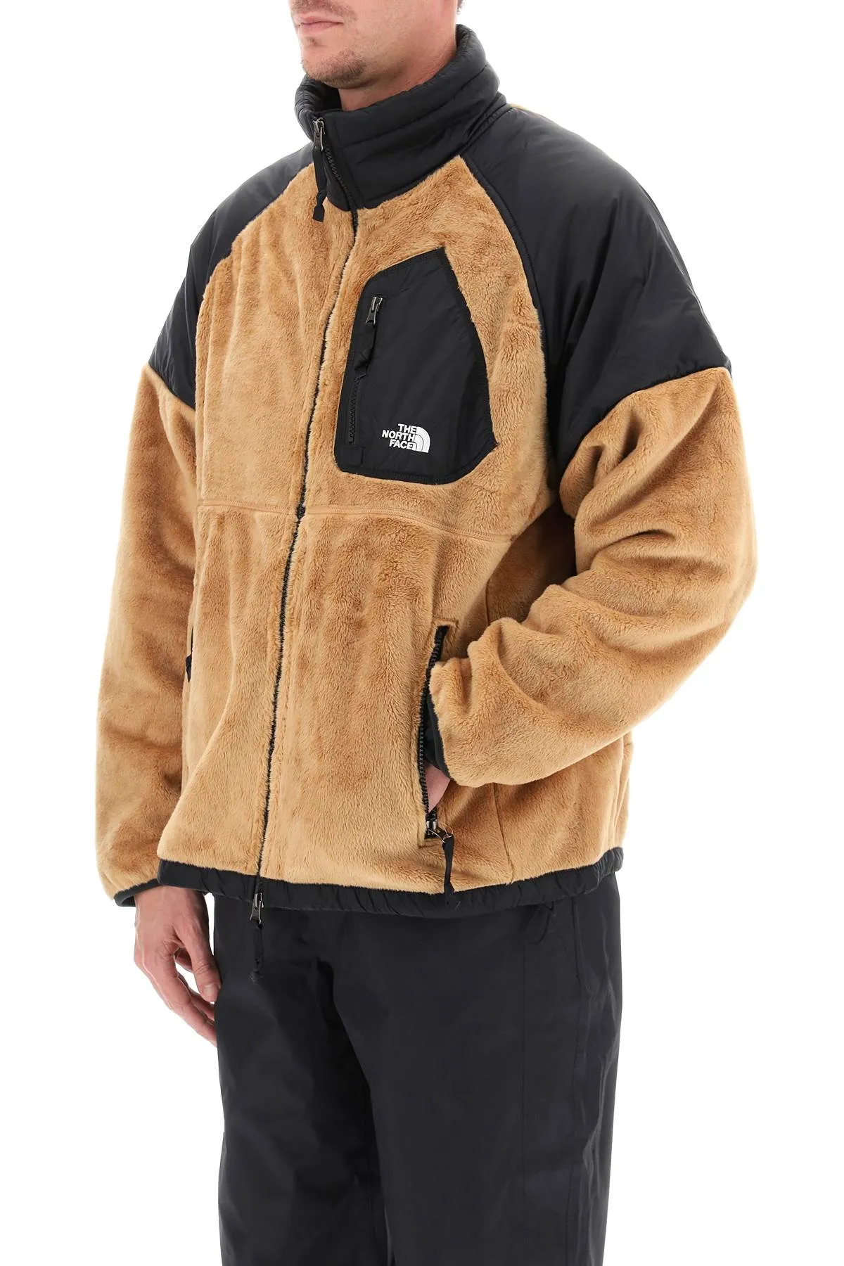 The north face fleece jacket with nylon inserts NF0A84F6 ALMOND BUTTERTNF BLACK