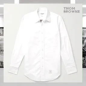 THOM BROWNE  |Plain Cotton Bridal Logo Front Button Designers Shirts