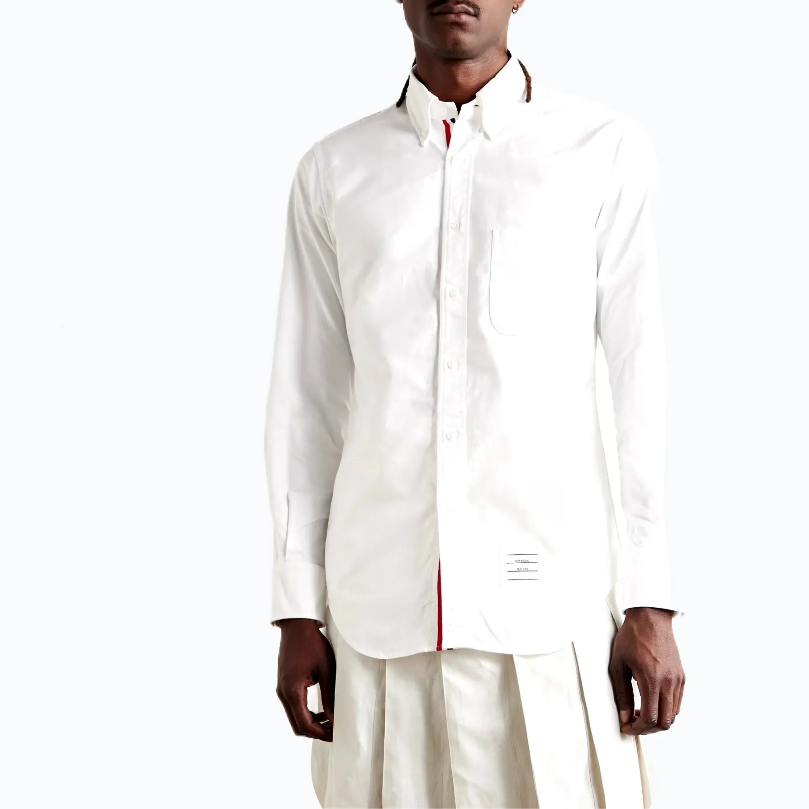 THOM BROWNE  |Plain Cotton Bridal Logo Front Button Designers Shirts