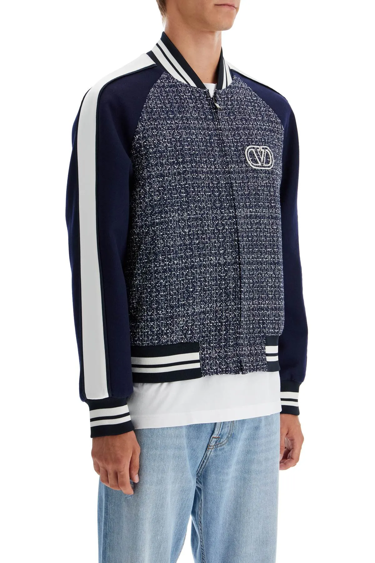 tweed bomber jacket for 5V3CI0B2ABD BLU/BIANCO/NAVY