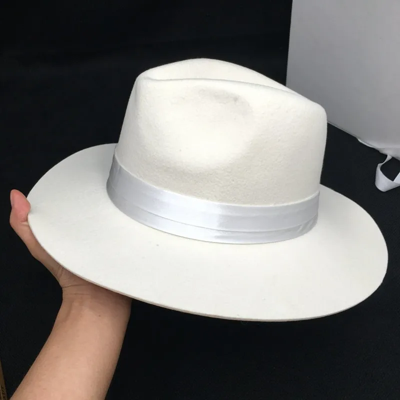 Unisex Panama Fashion Autumn Winter White Color Wool Jazz Flat Hat