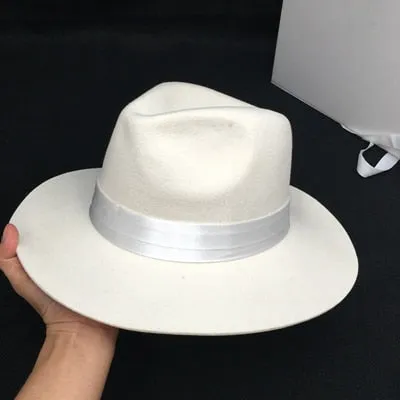 Unisex Panama Fashion Autumn Winter White Color Wool Jazz Flat Hat