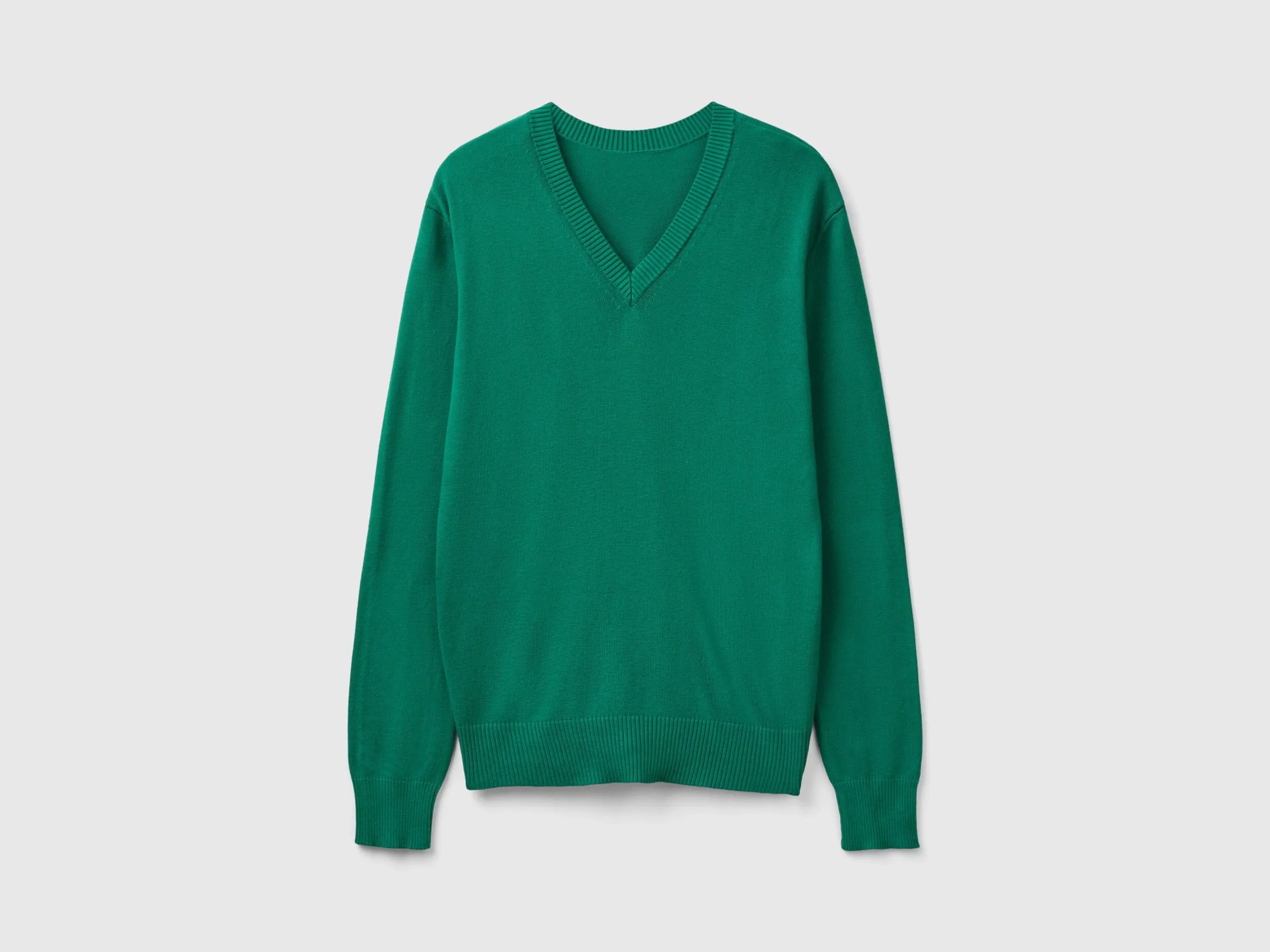 V-neck sweater in Modal® blend - Dark Green | Benetton