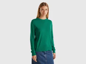 V-neck sweater in Modal® blend - Dark Green | Benetton