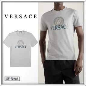 VERSACE  |Crew Neck Cotton Short Sleeves Logo Luxury