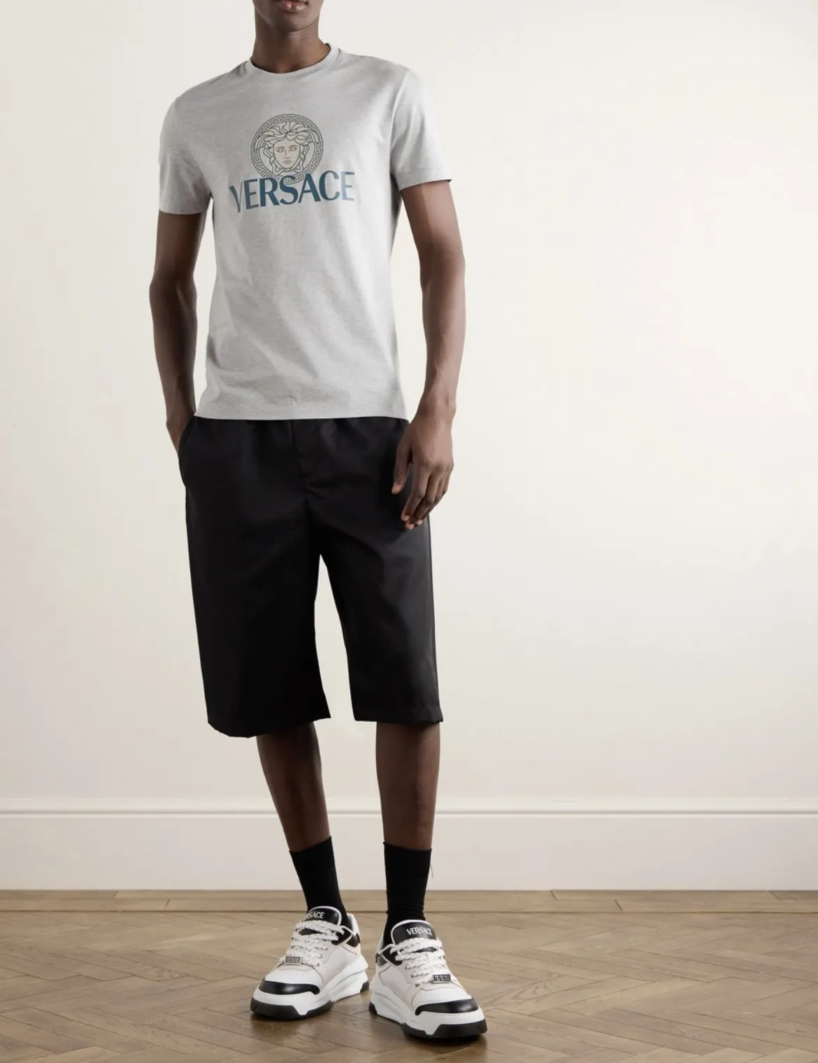 VERSACE  |Crew Neck Cotton Short Sleeves Logo Luxury