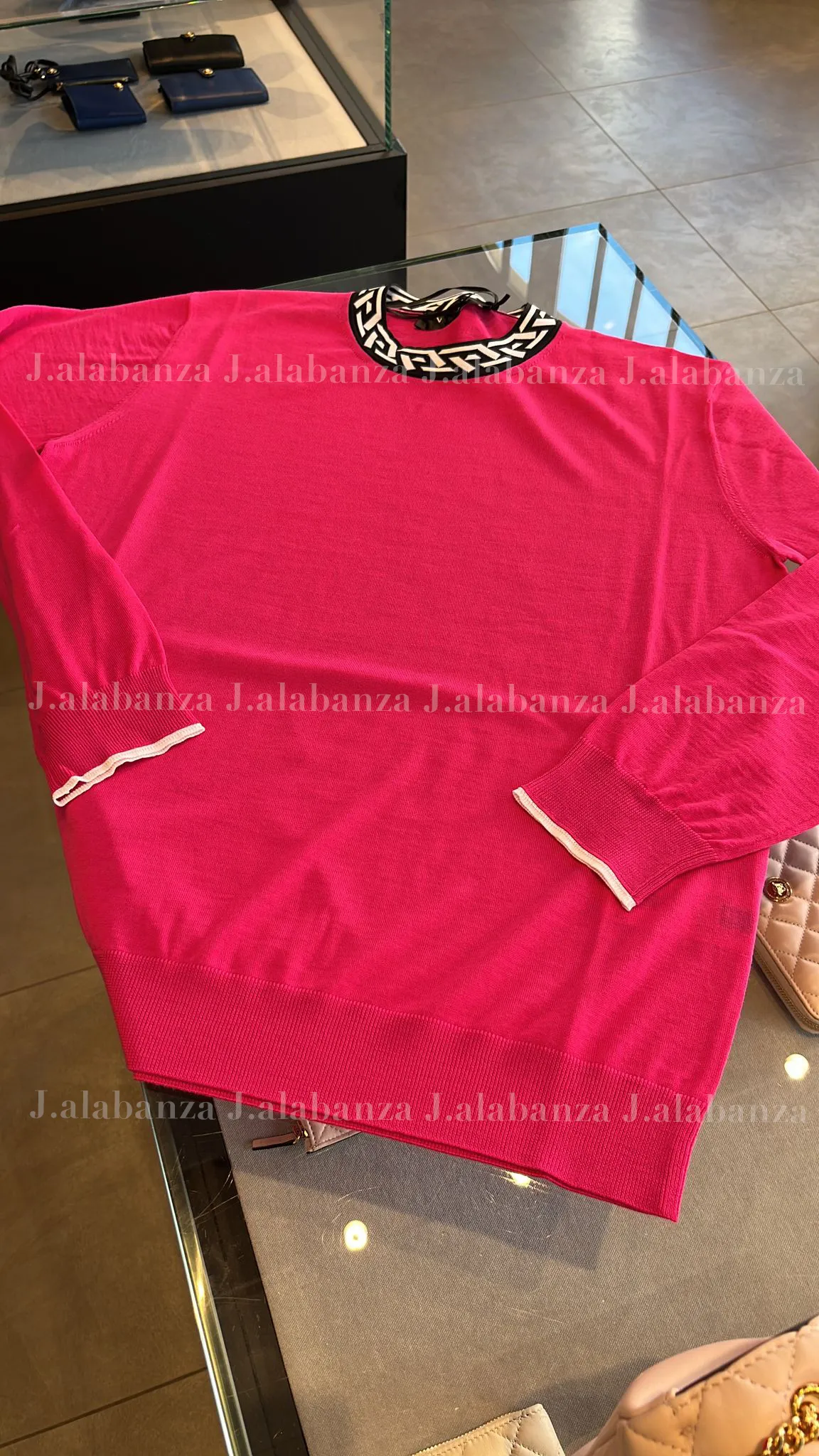 VERSACE  |Crew Neck Plain Logo Luxury Outlet Sweaters