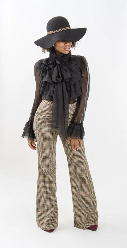 Vintage Plaid Wide Leg Pants