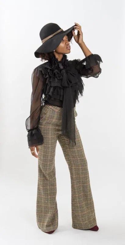 Vintage Plaid Wide Leg Pants