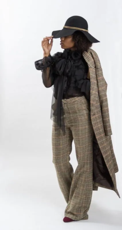 Vintage Plaid Wide Leg Pants