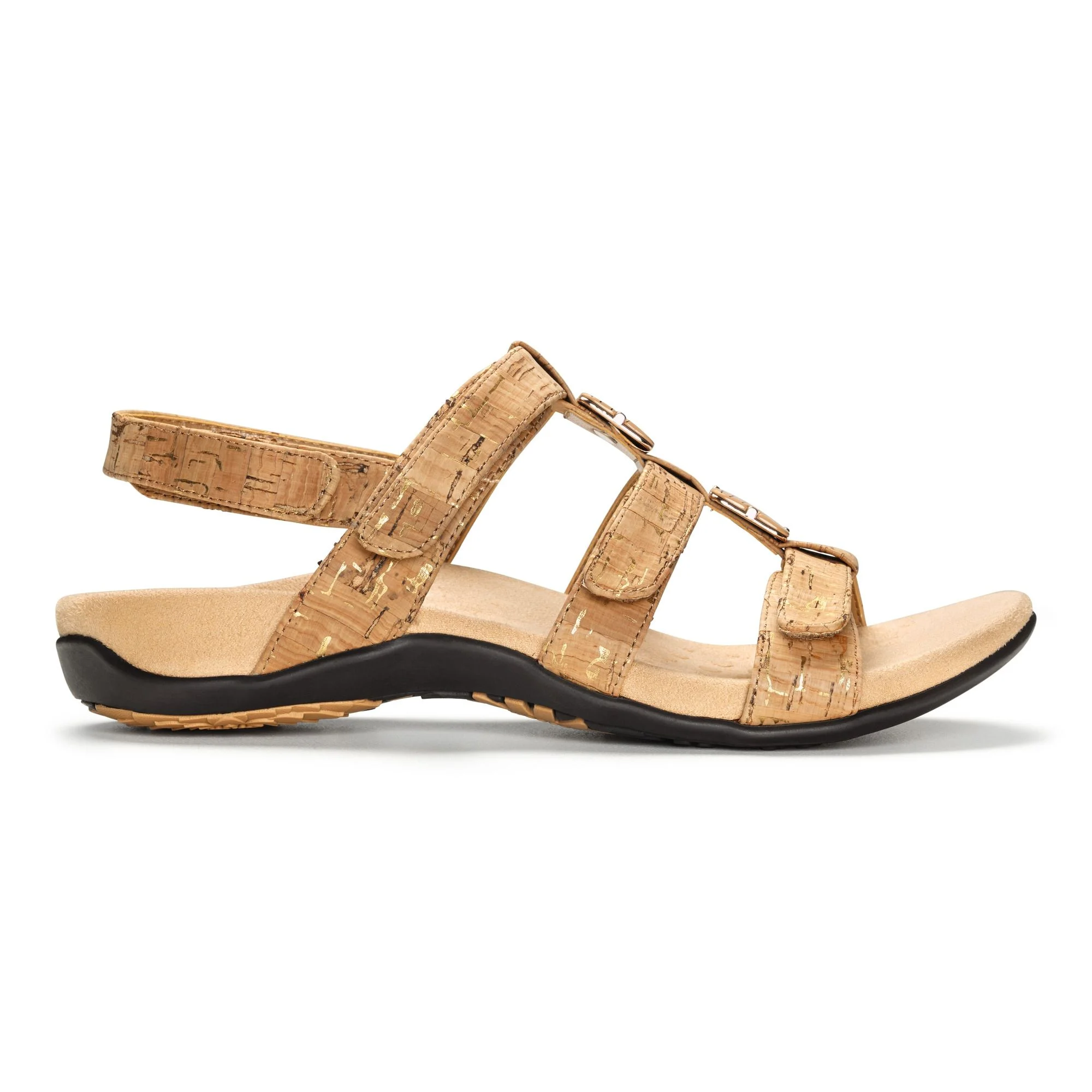 Vionic Womens Amber Adjustable Sandal- Gold Cork