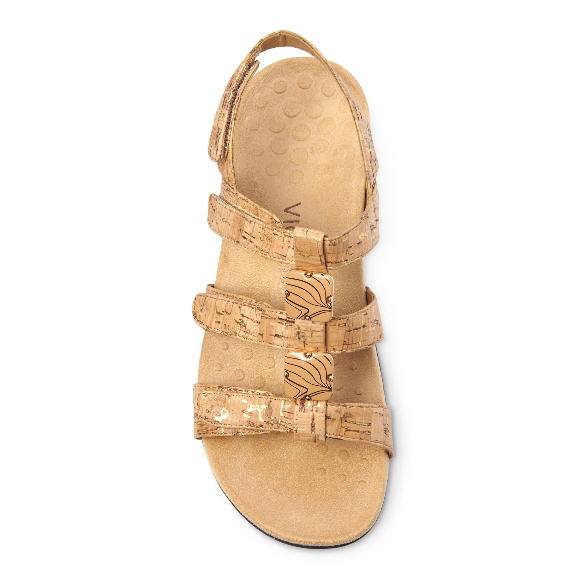 Vionic Womens Amber Adjustable Sandal- Gold Cork