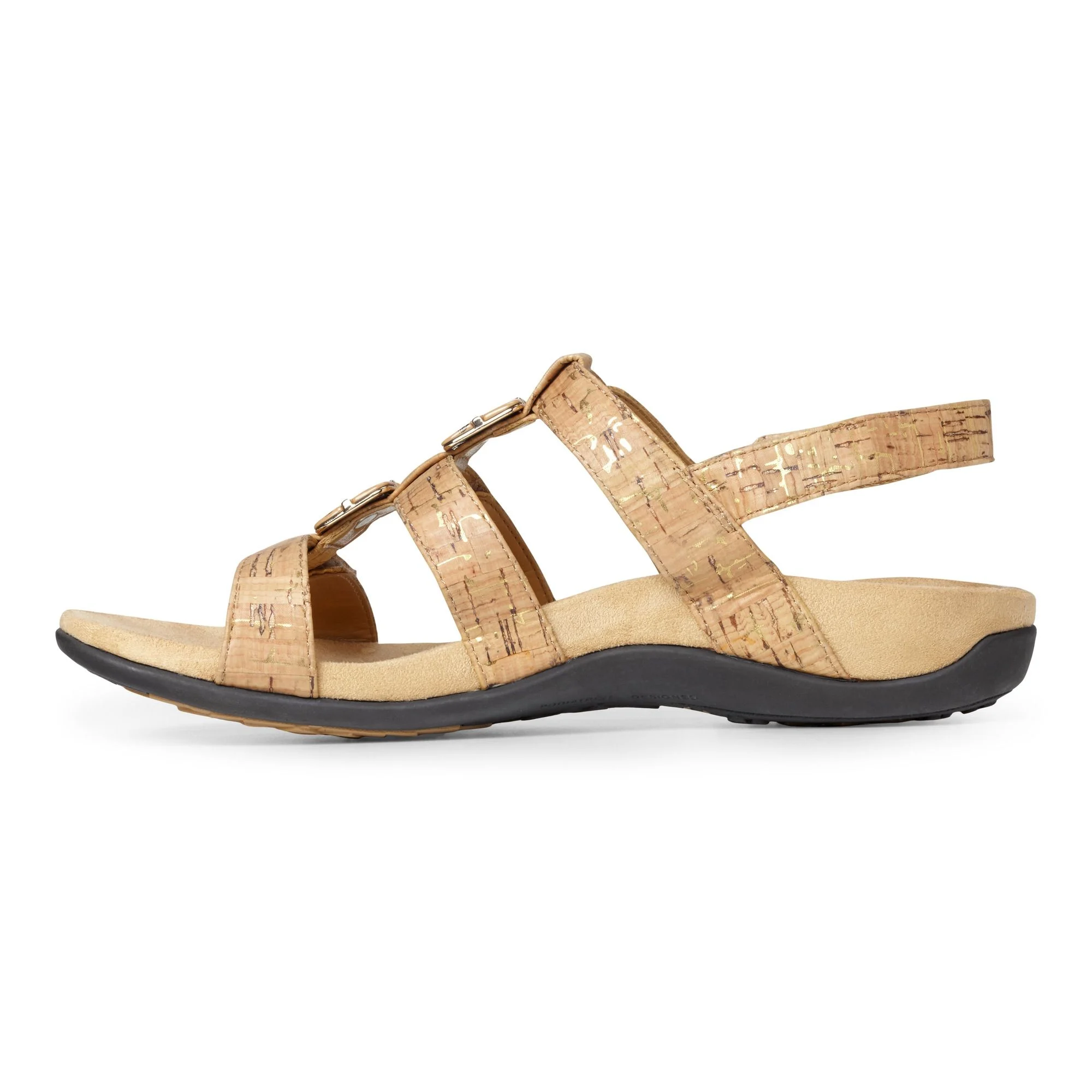 Vionic Womens Amber Adjustable Sandal- Gold Cork